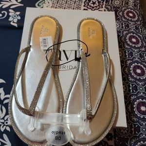 Brand new David's Bridal silver flip flops